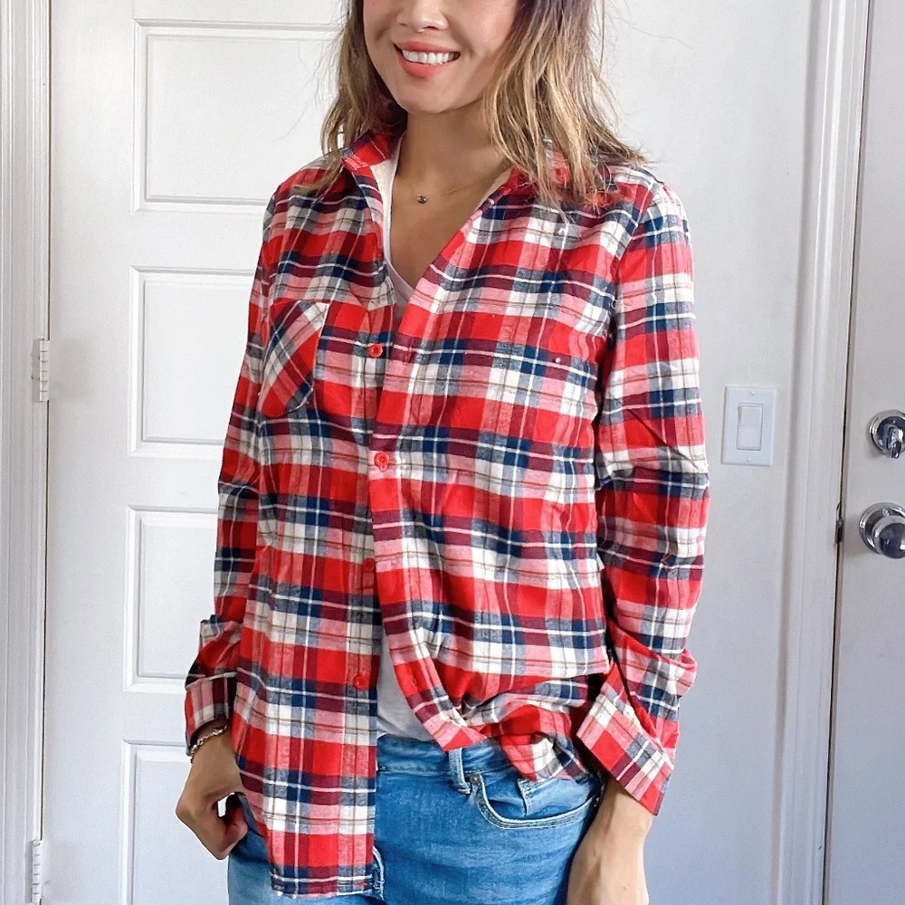 011 Cozy Plaid Sherpa Lined Button up Jacket Shacket - Picture 6 of 8